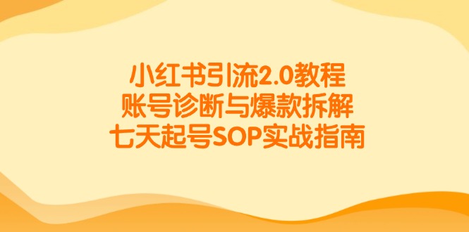小红书引流2.0教程，账号诊断与爆款拆解，七天起号SOP实战指南-轻创网