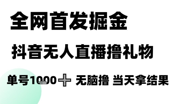 全网首发掘金抖音无人直播撸礼物，单号1k +无脑撸，当天拿结果【揭秘】-轻创网