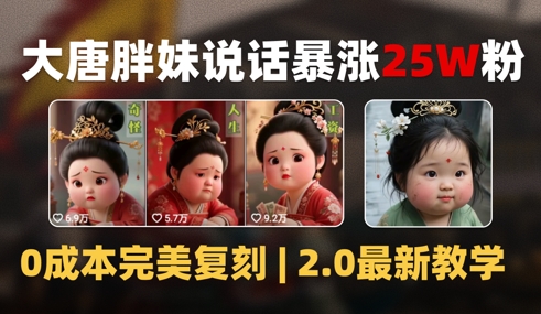AI大唐胖贵妃说话2.0，40条视频暴涨40w粉，附独家变现攻略-轻创网
