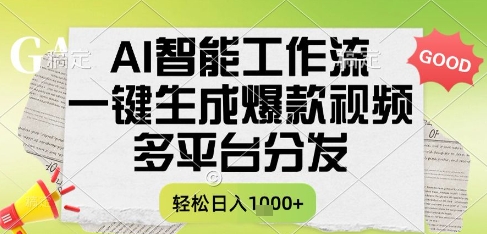 AI智能工作流，一键生成书单号爆款视频，多平台分发，每日收益多张【揭秘】-轻创网