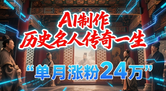 暴力起号！用AI制作历史名人传奇一生，单月涨粉24W，涨粉+变现赛道黑马来了-轻创网