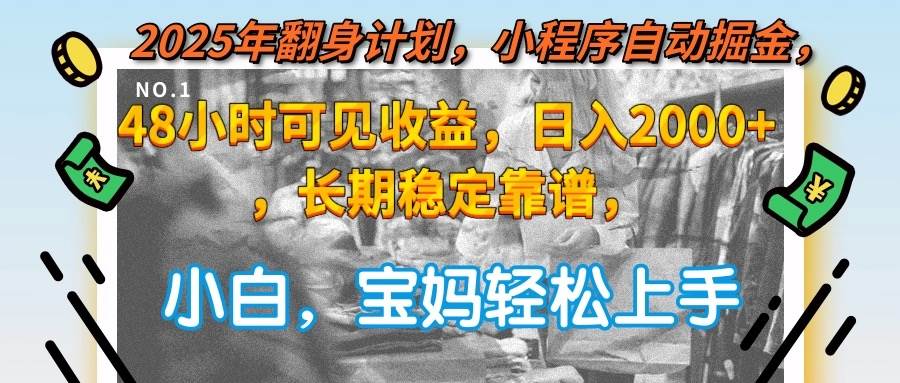 （15082期）2025年翻身计划，小程序自动掘金48小时可见收益，日入2000+，长期稳定…-轻创网
