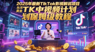 2025年最新TikTok影视解说项目，新手也能挣美金，TK中视频计划保姆级教程-轻创网