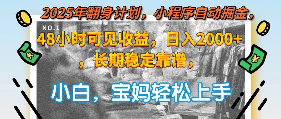 2025年翻身计划，小程序自动掘金48小时可见收益，日入2000+，长期稳定…-轻创网