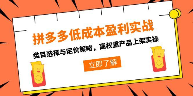 拼多多低成本盈利实战，类目选择与定价策略，高权重产品上架实操-轻创网