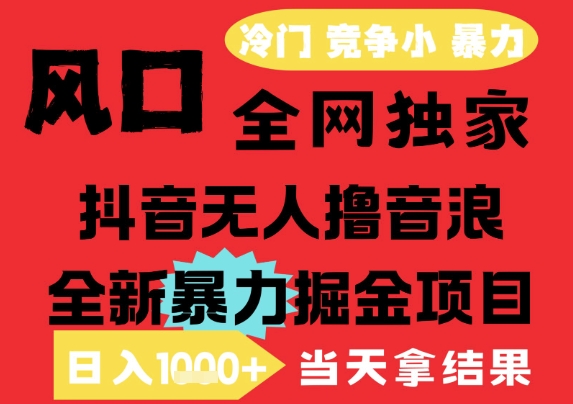 25年6月高爆抖音无人直播最新撸音浪掘金项目，解放双手小白可做，无脑日入1k+，门槛低【揭秘】-轻创网