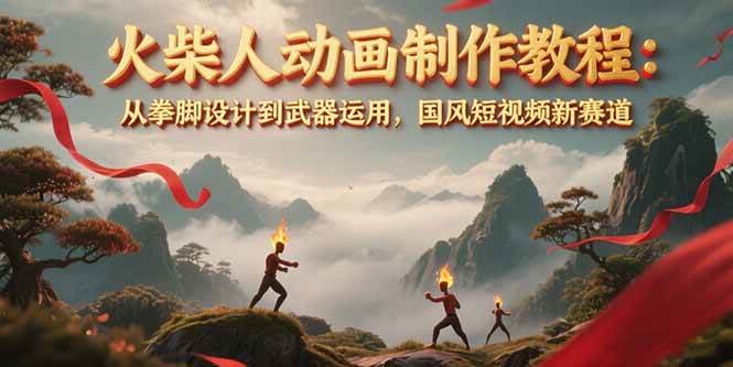 火柴人动画制作教程：从拳脚设计到武器运用，国风短视频新赛道-轻创网