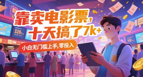 靠卖电影票，十天搞了7k+，小白无门槛上手，零投入【揭秘】-轻创网