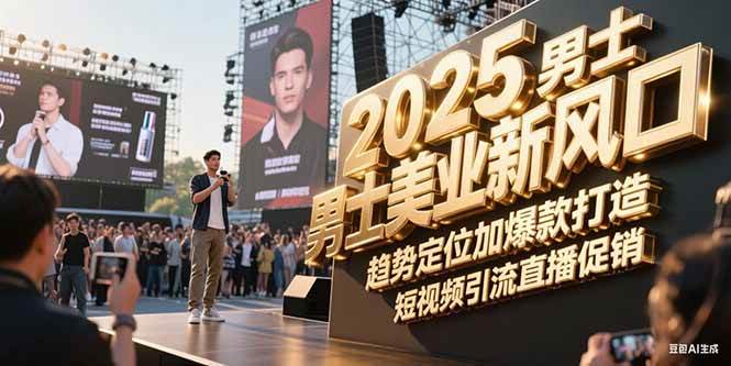 2025男士美业新风口，趋势定位加爆款打造，短视频引流直播促销-轻创网