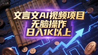 文言文AI视频项目，无脑操作，日入1K以上-轻创网