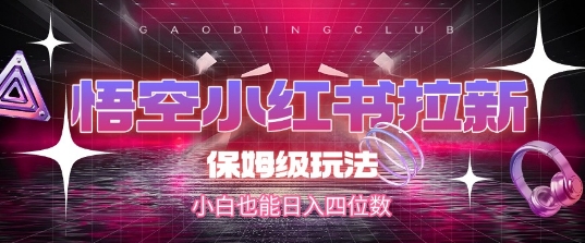 悟空小红书拉新，保姆级玩法，小白也能日入四位数-轻创网