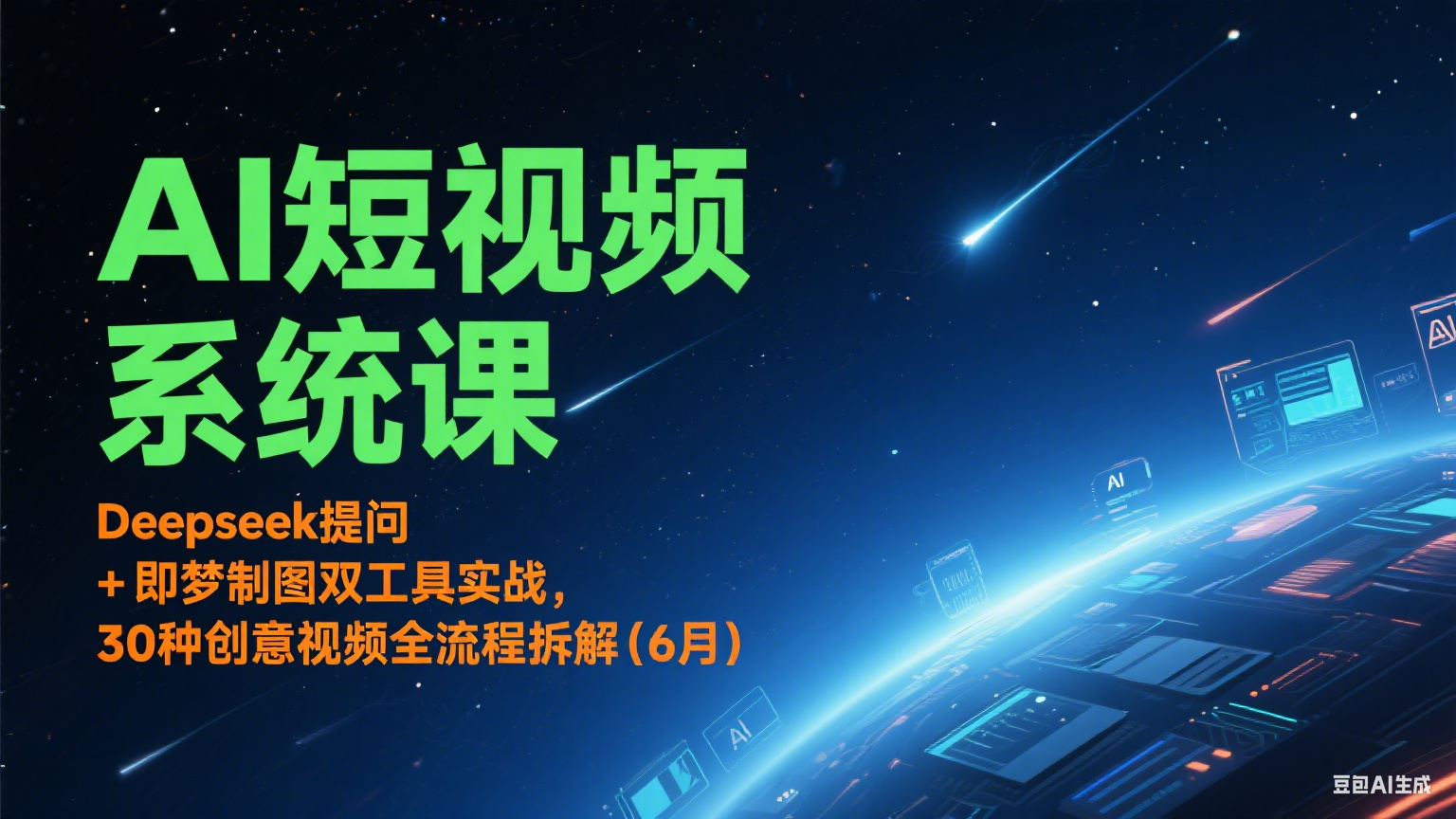 AI短视频系统课：Deepseek提问 + 即梦制图双工具实战，30种创意视频全流程拆解(6月)-轻创网