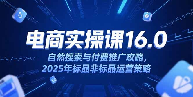 淘宝电商运营课16.0，自然搜索与付费推广攻略，2025年标品非标品运营策略-轻创网