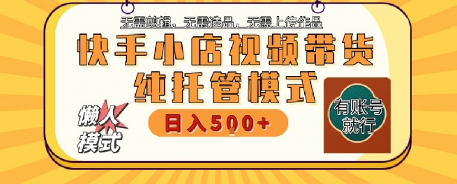 快手小店托管代运营，无需剪辑，无需选品，无需上传作品，全程无需操作，轻松月入5k+【揭秘】-轻创网