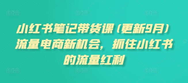 小红书笔记带货课(更新25年6月)流量电商新机会，抓住小红书的流量红利-轻创网