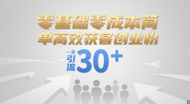 零基础零成本简单高效获客创业粉，一天引流30+-轻创网