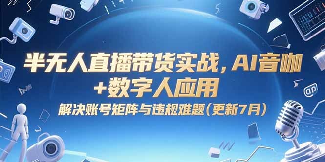 半无人直播带货实战，AI音咖+数字人应用 解决账号矩阵与违规难题(更新7月-轻创网