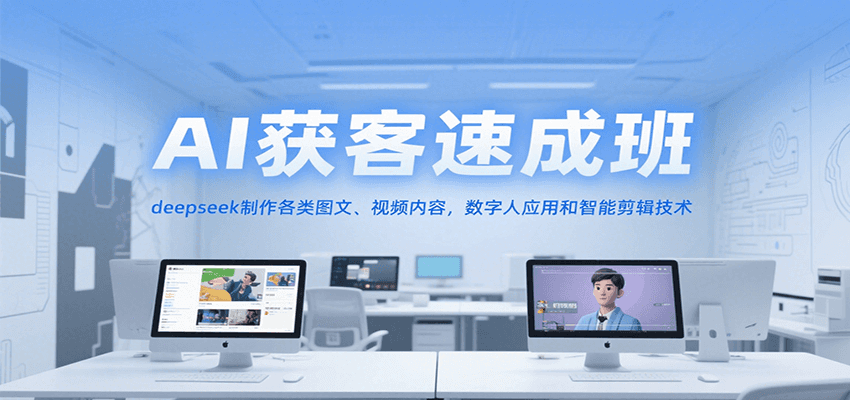 AI获客速成班，deepseek制作各类图文、视频内容，数字人应用和智能剪辑技术-轻创网