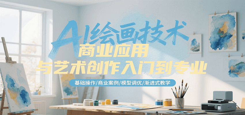 AI绘画技术商业应用与艺术创作入门到专业，基础操作/商业案例/模型调优/渐进式教学-轻创网