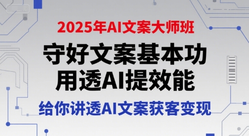 2025年AI文案大师班，守好文案基本功，用透AI提效能，给你讲透AI文案获客变现-轻创网