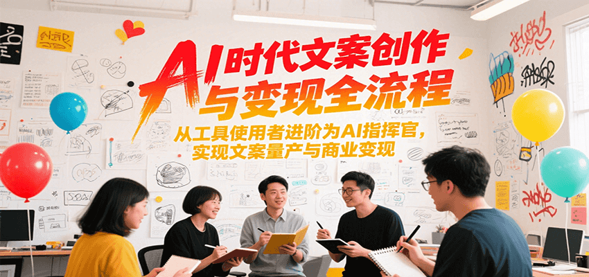 AI时代文案创作与变现全流程，从工具使用者进阶为AI指挥官，实现文案量产与商业变现-轻创网