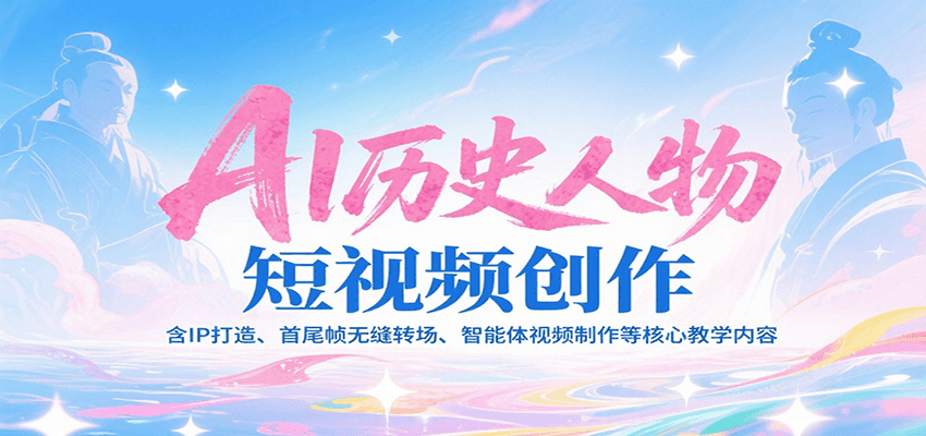 AI历史人物短视频创作，含IP打造、首尾帧无缝转场、智能体视频制作等核心教学内容-轻创网