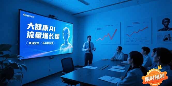 大健康AI流量增长课8.0，赛道定位方法论，AI数字人内容生产，私域转化运营-轻创网