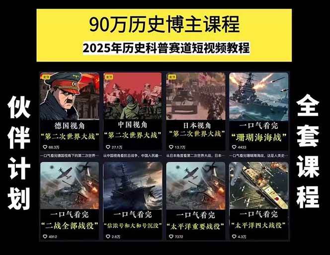 图片[1]-短视频历史赛道实战教程，手机电脑双端剪辑教程和账号运营指南与变现技巧-轻创网