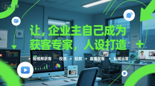 让企业主自己成为获客专家，人设打造+短视频获客+投放+直播获客+私域运营-轻创网