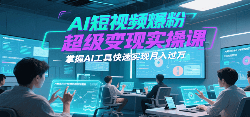 AI短视频爆粉超级变现实操课，掌握AI工具快速实现月入过万-轻创网