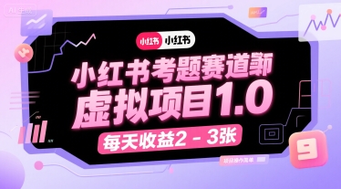 小红书考题赛道虚拟项目1.0，项目操作简单，每天收益2-3张-轻创网