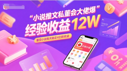 小说推文私董会大佬爆单经验分享收益12W，番茄小说每天稳定4位数收益-轻创网