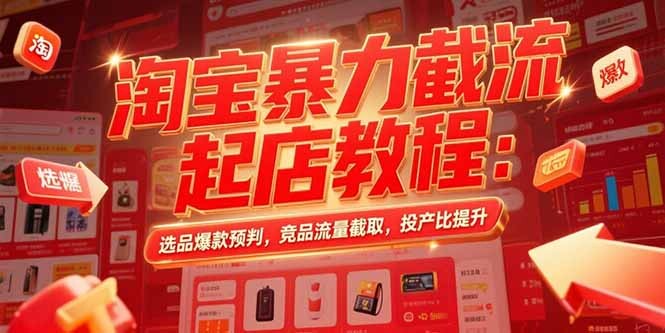 淘宝暴力截流起店教程：选品爆款预判，竞品流量截取，投产比提升-轻创网