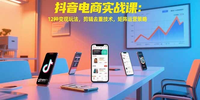 抖音电商实战课：12种变现玩法，剪辑去重技术，矩阵运营策略-轻创网