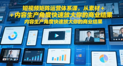 短视频矩阵运营体系课，从素材+内容生产角度快速放大你的商业结果-轻创网