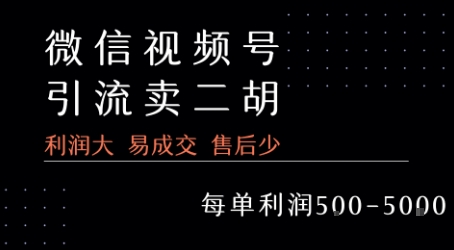 视频号卖二胡教程，利润大 易成交 售后少，一单利润5张+-轻创网