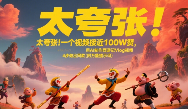 太夸张！一个视频接近100W赞，用AI制作西游记Vlog视频，全流程拆解来了(附万能提示词)-轻创网
