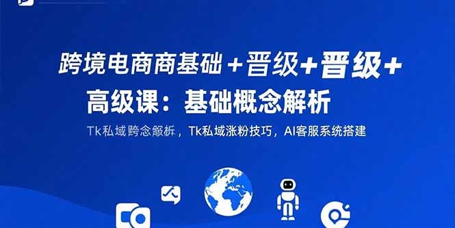 跨境电商基础+晋级+高级课：基础概念解析,Tk私域涨粉技巧,AI客服系统搭建-轻创网