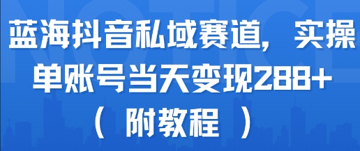蓝海抖音私域赛道，实操单账号当天变现288+(附教程)-轻创网