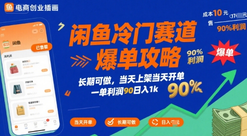 闲鱼冷门赛道爆单攻略，长期可做，当天上架当天开单，一单利润90% 利润，日入1k【揭秘】-轻创网