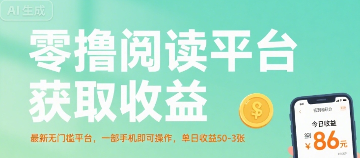 零撸阅读平台获取收益，最新无门槛平台，一部手机即可操作，单日收益50-3张【揭秘】-轻创网