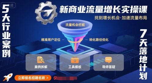 新商业流量增长实操课，找到增长机会，加速流量布局-轻创网