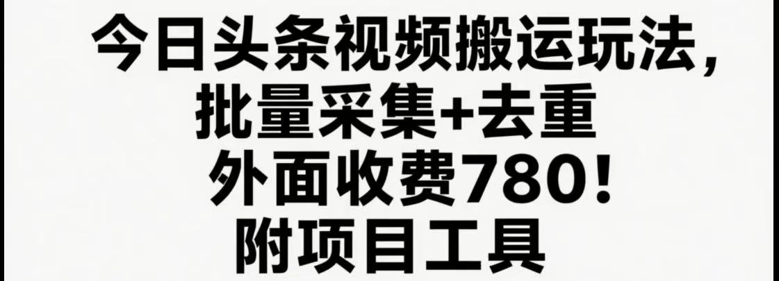 今日头条视频搬运玩法，软件一键去重，轻松日入500+附项目工具-轻创网