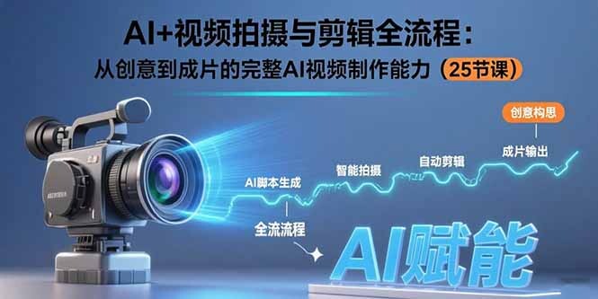 AI+视频拍摄与剪辑全流程：从创意到成片的完整AI视频制作能力(25节课-轻创网