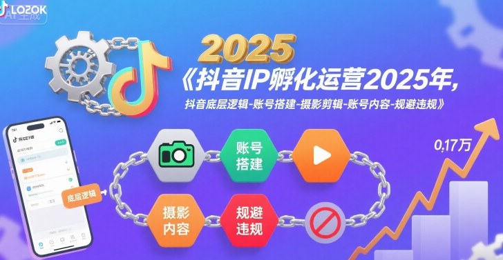 抖音IP孵化运营2025年，抖音底层逻辑-账号搭建-摄影剪辑-账号内容-规避违规-轻创网
