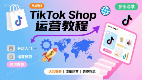 TikTok Shop从0到1运营教程，TikTok跨境电商新手必学课程-轻创网
