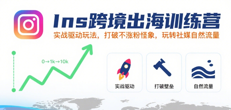 Ins跨境出海训练营，实战驱动玩法，打破不涨粉怪象，玩转社媒自然流量-轻创网