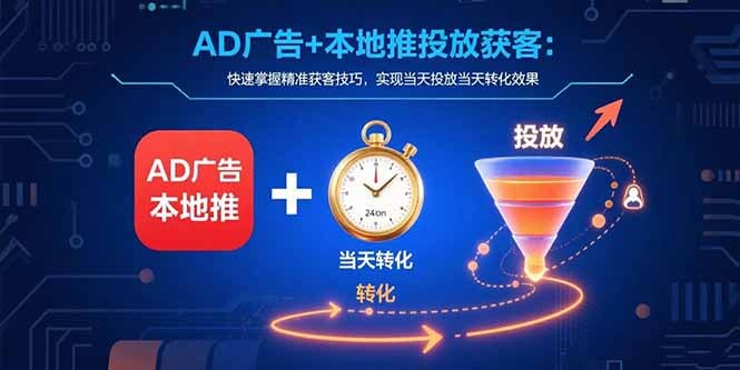 AD广告+本地推投放获客：快速掌握精准获客技巧，实现当天投放当天转化效果-轻创网