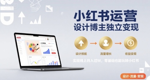 小红书运营设计博主独立变现，实现线上月入过W，零基础也能玩转小红书-轻创网