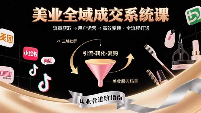 美业全域成交系统课程：帮助美业从业者打通从流量获取到高效变现全流程-轻创网